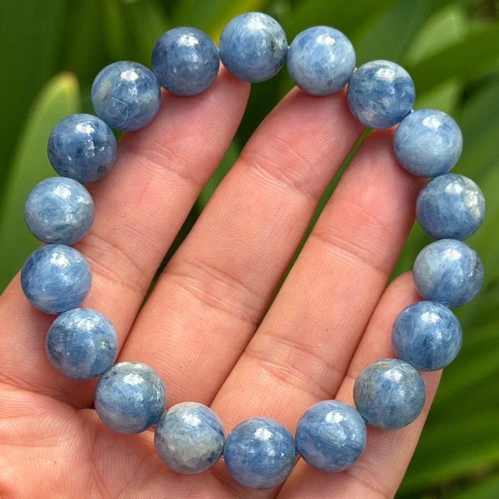 11.5mm stretchable blue‎ kyanite bracelet 0418